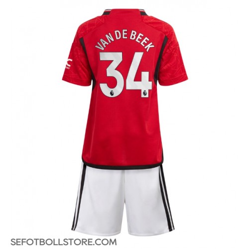 Manchester United Donny van de Beek #34 Replika babykläder Hemmaställ Barn 2023-24 Kortärmad (+ korta byxor)